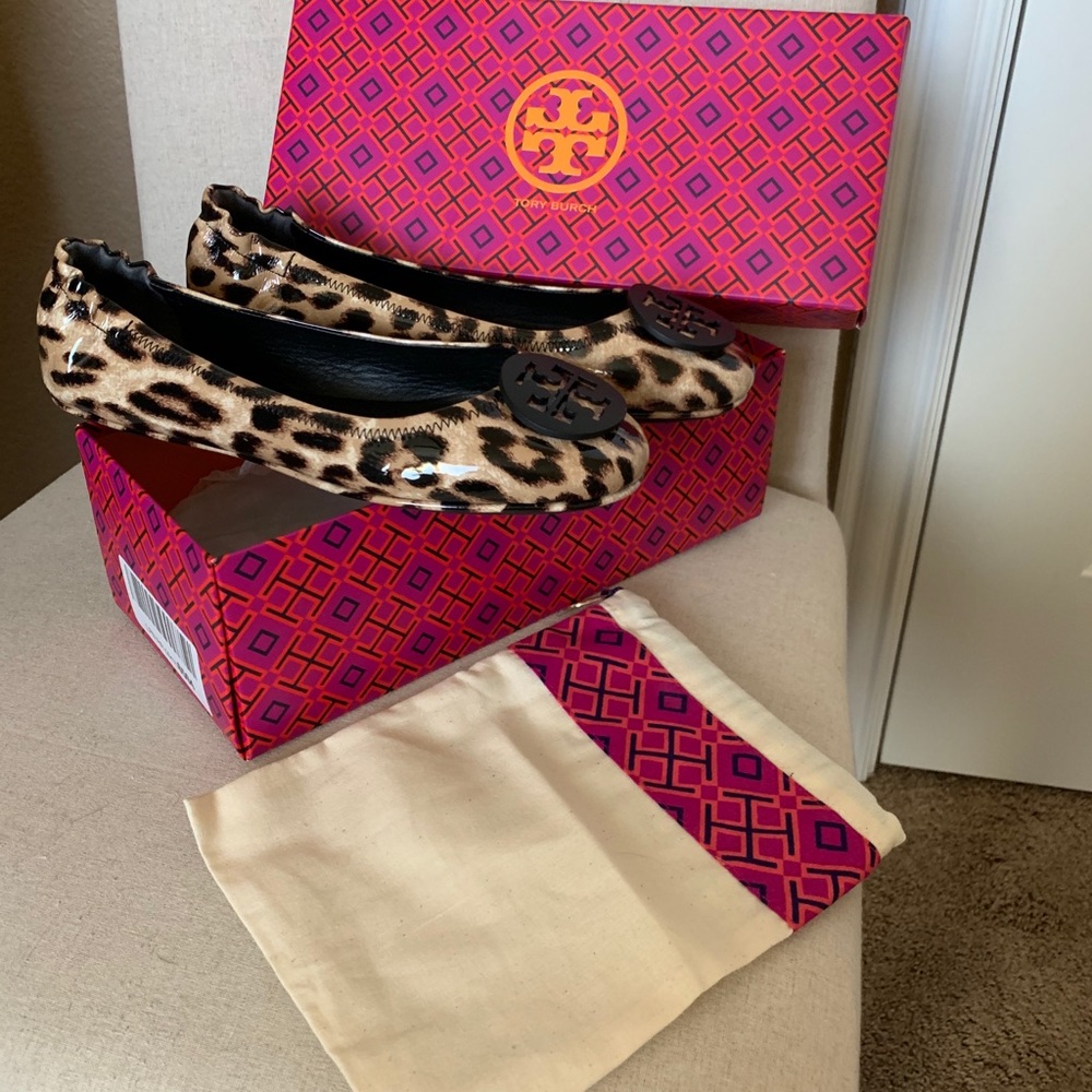 Tory Burch Patent Leopard Minnie Travel Ballet